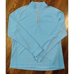 Johnny O 1/4 Zip Performance Pullover Medium Light Blue Long Sleeve Mock Neck
